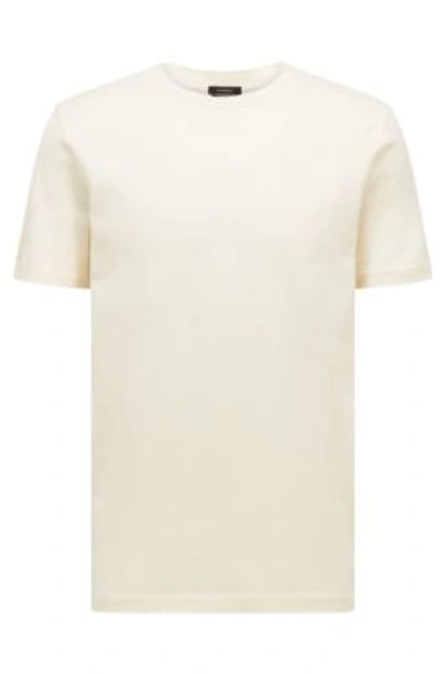 Shop Hugo Boss Mercerised-cotton Short-sleeved T-shirt With Mesh Structure In White