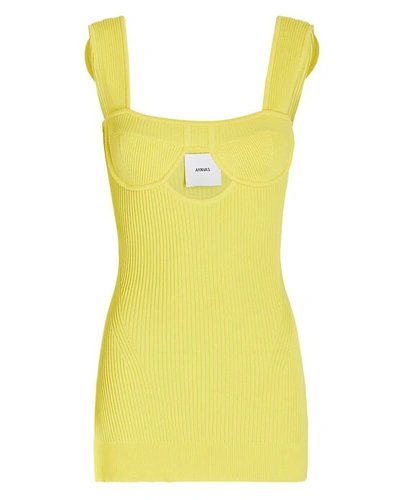 Shop Aknvas Fezco Cut-out Rib Knit Top In Yellow