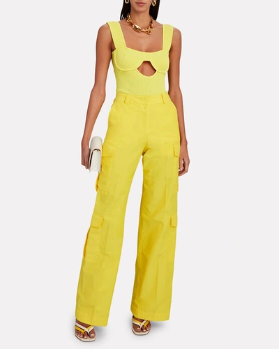 Shop Aknvas Fezco Cut-out Rib Knit Top In Yellow
