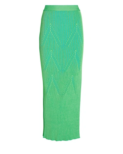 Shop Aknvas Leslie Rib Knit Midi Skirt In Green-lt