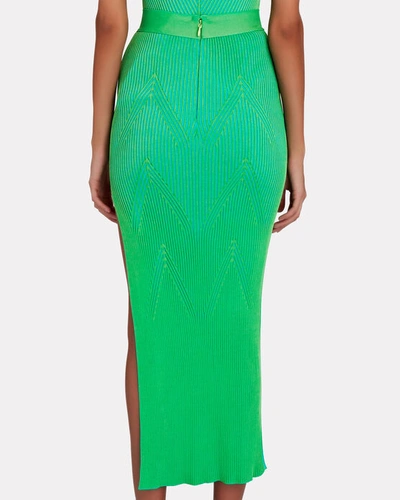 Shop Aknvas Leslie Rib Knit Midi Skirt In Green-lt