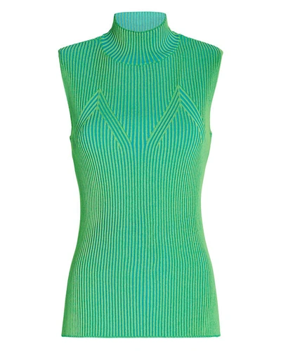 Shop Aknvas Maude Rib Knit Top In Green-lt