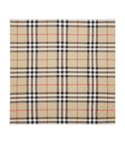 Shop Burberry Kids Quilted House Check Blanket In Neutrals