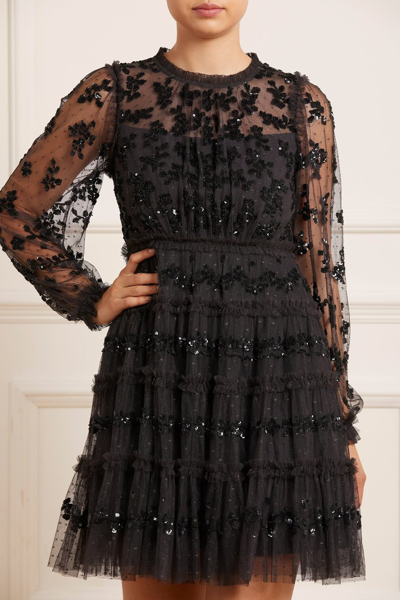 Shop Needle & Thread Eve Sequin Mini Dress In Black