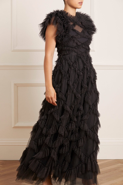 Shop Needle & Thread Genevieve Ruffle Gown In Black