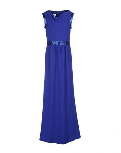 Shop Armani Collezioni Long Dress In Bright Blue
