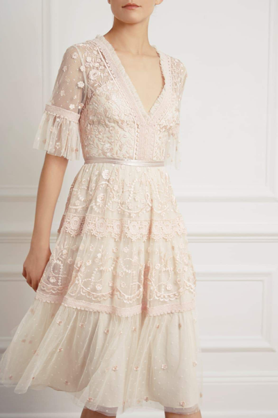 Shop Needle & Thread Midsummer Lace Dress In Champagne