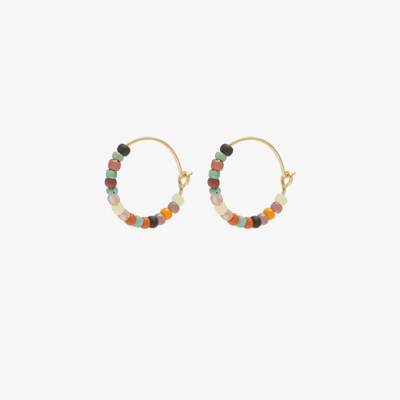 Shop Anni Lu Multicolour Maya Beach Beaded Hoop Earrings In Gold