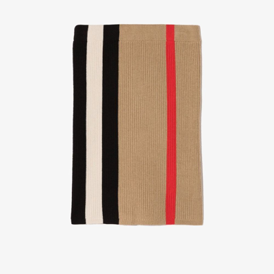 Shop Burberry Neutral Icon Stripe Straight Wool Skirt In Neutrals