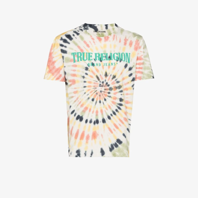 Shop True Religion Neutral Tie-dye Cotton T-shirt In Neutrals