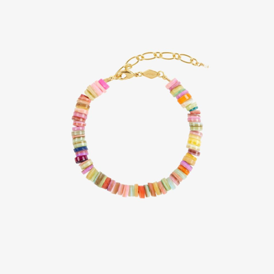 Shop Anni Lu Multicolour Holiday Beaded Bracelet In Gold
