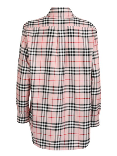 Shop Burberry Shirt With 's Signature Check Pattern That Shows The Bold Style Of The Brand In Pink