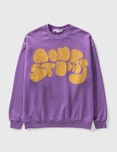 Shop Acne Studios Crewneck Bubble Logo Sweater In Purple