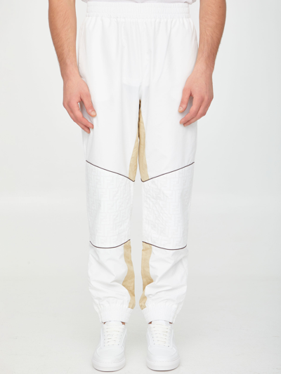 Shop Fendi Ff Track Pants In Cream