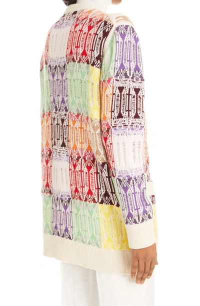 Shop Chloé Art Deco Oversize Cashmere & Wool Blend Cardigan In Multicolor 1