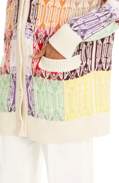 Shop Chloé Art Deco Oversize Cashmere & Wool Blend Cardigan In Multicolor 1