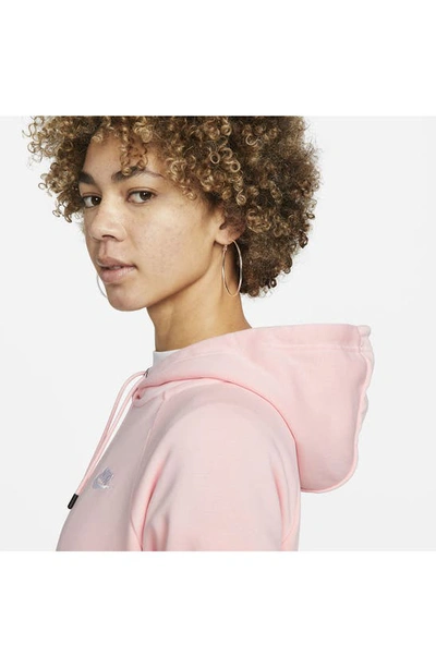 Shop Nike Sportswear Essential Pullover Fleece Hoodie In Pink Oxford/ White