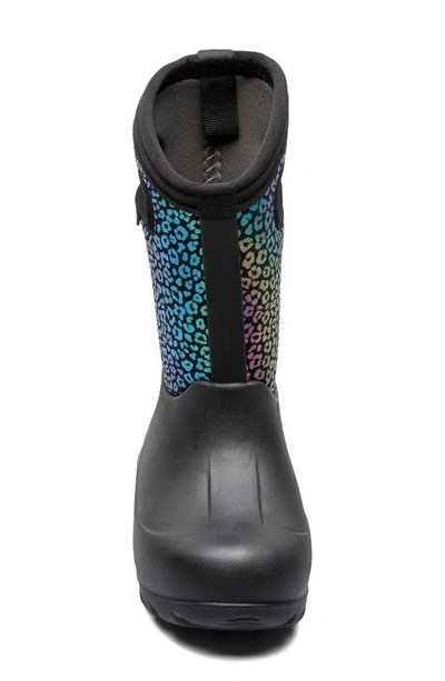 Shop Bogs Kids' Neo-classic Rainbow Leopard Insulated Waterproof Winter Boot In Black Multi