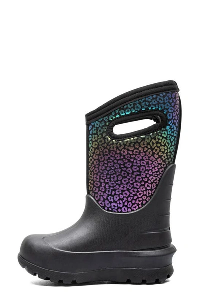 Shop Bogs Kids' Neo-classic Rainbow Leopard Insulated Waterproof Winter Boot In Black Multi