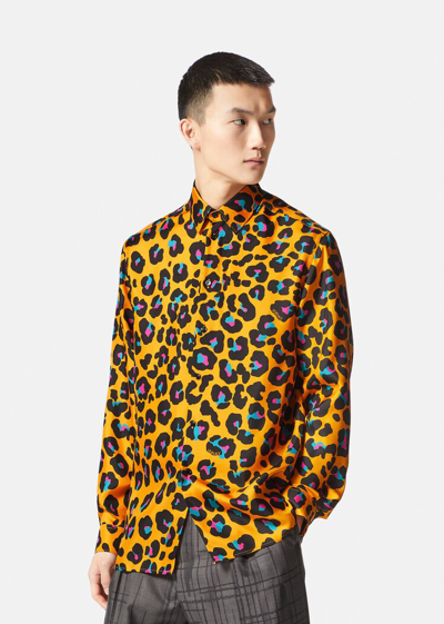 Shop Versace Daisy Leopard Shirt, Male, Print, 56