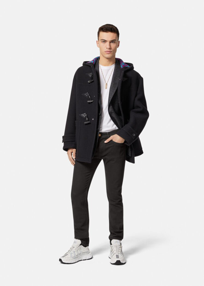Versace Carpenter Logo-patch Straight-leg Trousers In Black