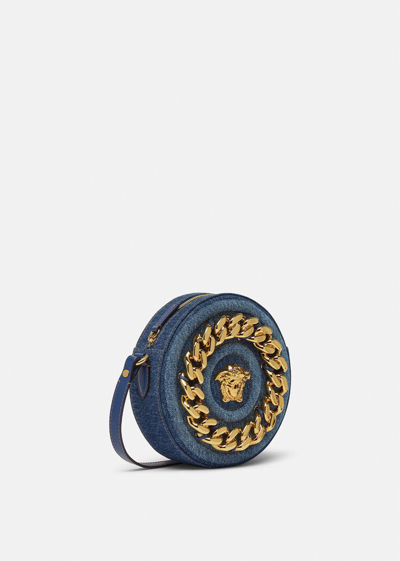 Shop Versace La Medusa Round Crossbody Bag, Female, Blue, One Size