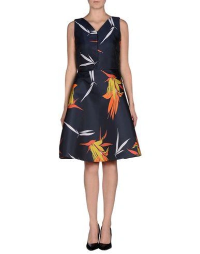 Shop Marni Knee-length Dress In Dark Blue