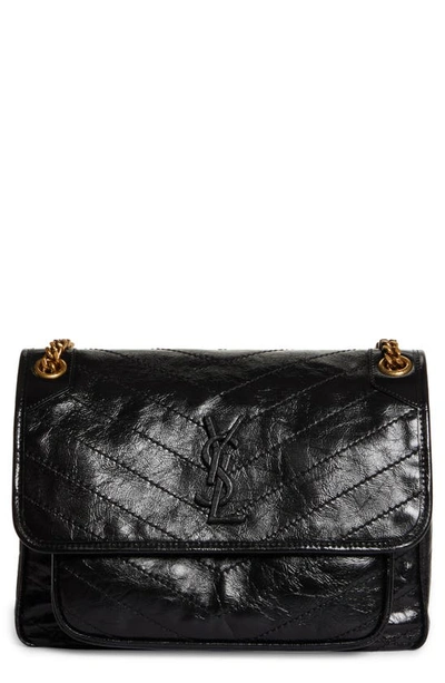 Shop Saint Laurent Medium Niki Matelassé Leather Shoulder Bag In 1000 Nero