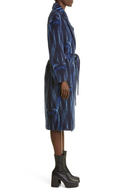 Shop Stella Mccartney Spirograph Jacquard Wool Blend Coat In 8525 Multicolor Blue