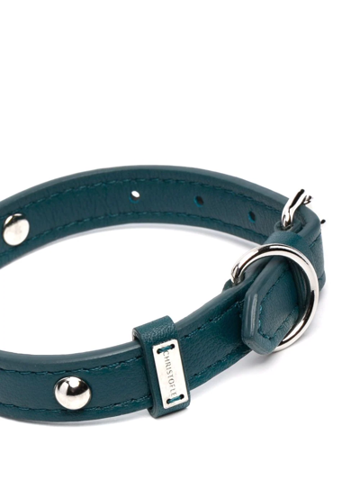 Shop Christofle Royal Jack Calf Leather Size 1 Collar In Blue