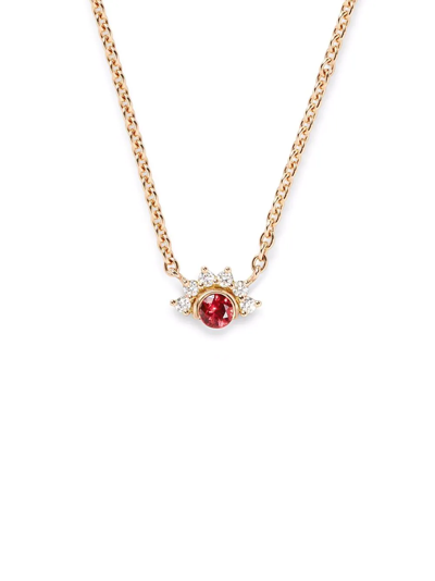 Shop Nouvel Heritage 18kt Yellow Gold Mystic Red Spinel And Diamond Necklace