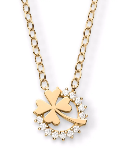 Shop Nouvel Heritage 18kt Yellow Gold Medium Luck Diamond Pendant Necklace