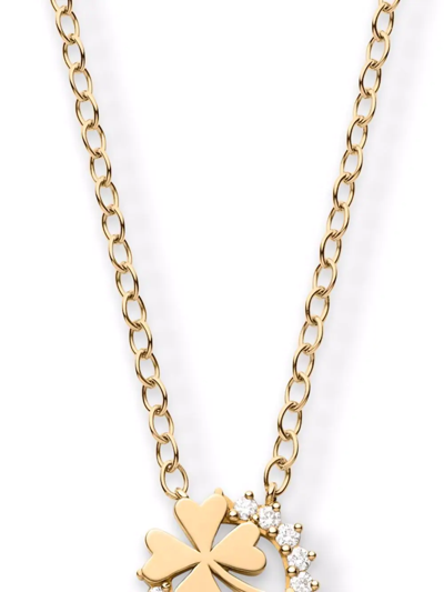 Shop Nouvel Heritage 18kt Yellow Gold Medium Luck Diamond Pendant Necklace