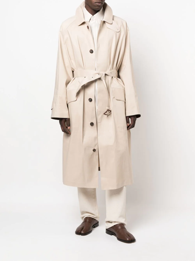 Shop Maison Margiela Oversized Iconic Bonded Cotton Coat In Neutrals