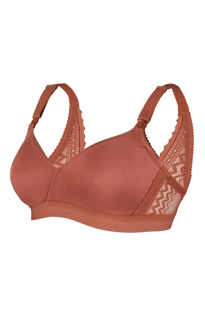 Cache Coeur Serena Wireless Lace Nursing Bra In Terracotta