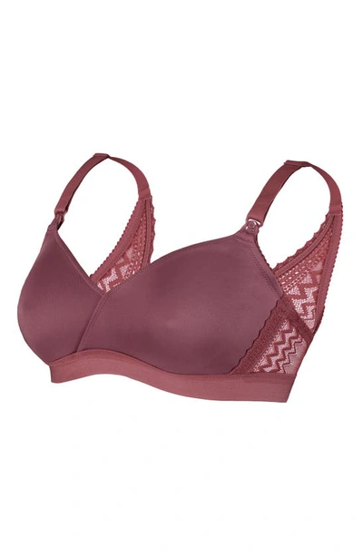 Cache Coeur Serena Wireless Lace Nursing Bra In Plum