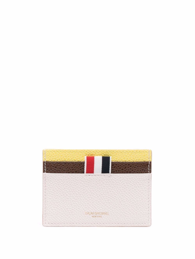 Shop Thom Browne Rwb-stripe Leather Cardholder In Rosa