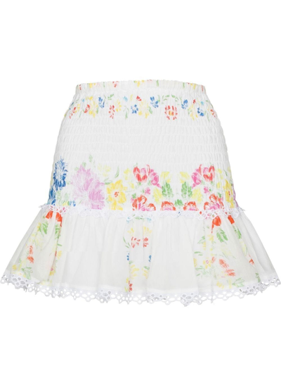 Shop Charo Ruiz Yane Floral-print Skirt In Weiss