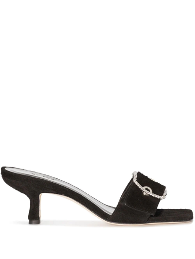 Shop By Far Davina Buckle-embellished 60mm Sandals In Black