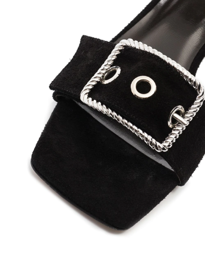 Shop By Far Davina Buckle-embellished 60mm Sandals In Black