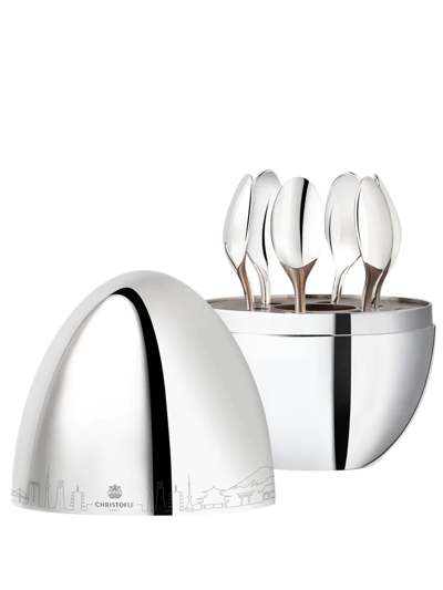 Christofle Mood Skyline Japan Espresso Spoon (set Of Six) In Silver
