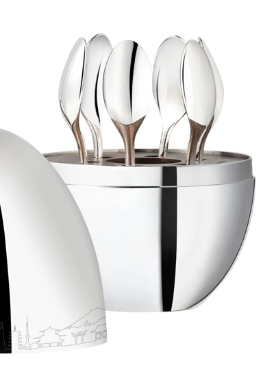 Christofle Mood Skyline Japan Espresso Spoon (set Of Six) In Silver