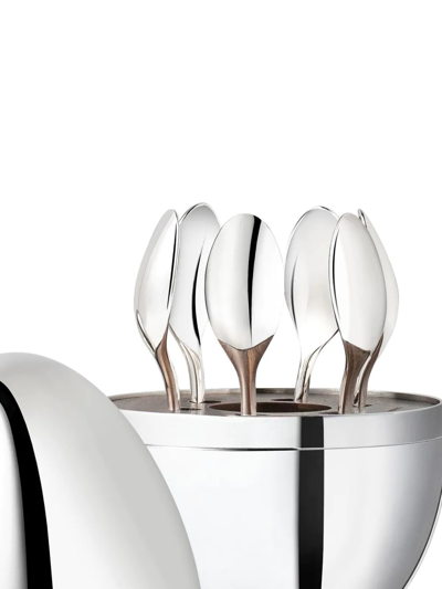 Christofle Mood Skyline Shanghai Espresso Spoon (set Of Six) In Silver