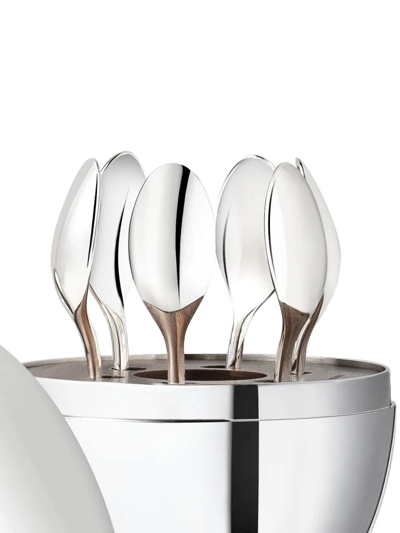 Shop Christofle London Skyline Set Of Six Espresso Spoons In Silver