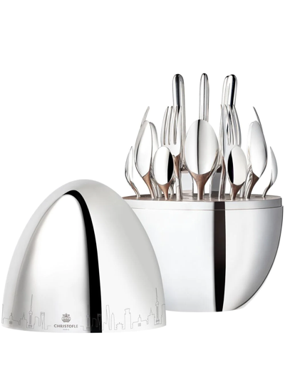 Christofle Mood Skyline Shanghai 24-piece Flatware Set (six-person Setting) In Silver