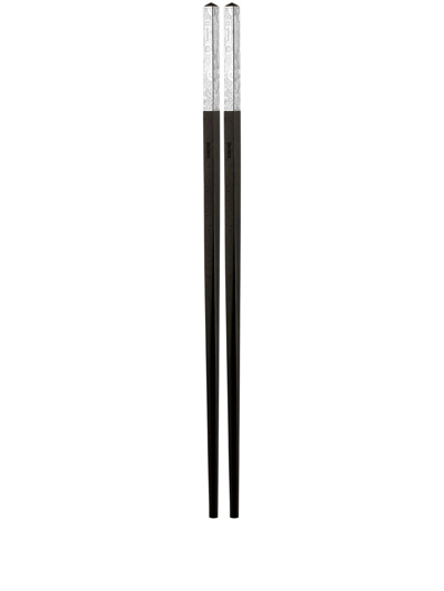 Shop Christofle Jardin D'eden Silver-plated Chopsticks In Black