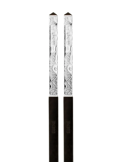 Shop Christofle Jardin D'eden Silver-plated Chopsticks In Black