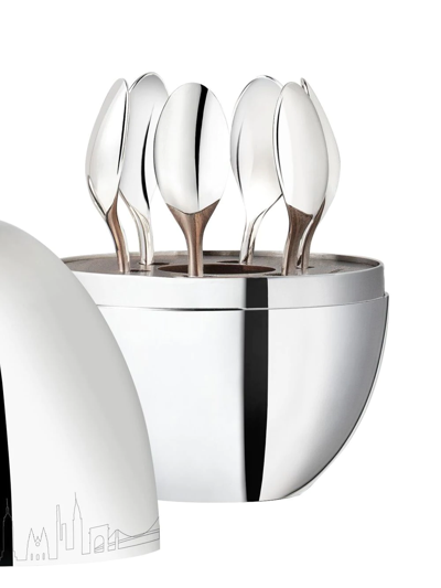 Shop Christofle New York Skyline Set Of Six Espresso Spoons In Silver