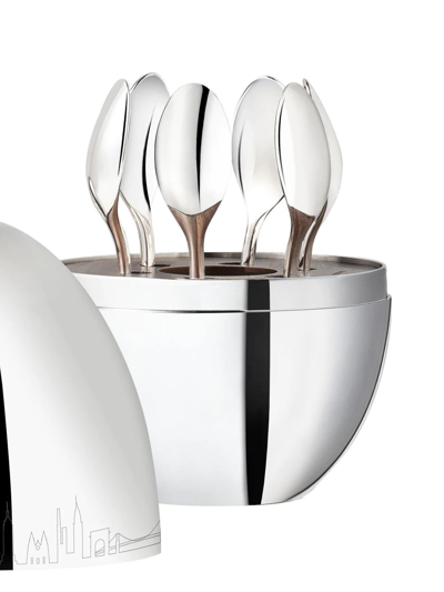 Christofle Mood Skyline New York Espresso Spoon (set Of Six) In Silver