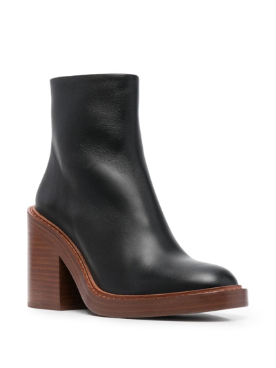 Shop Chloé 90mm Leather Ankle Boots In Schwarz